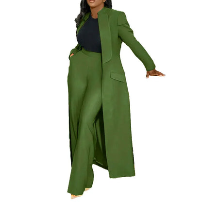 Ensemble femme manches longues x-long Blazer manteau + pantalon Long costume 2025 printemps Streetwear deux 2 pièces ensemble afrique OL tenues de travail