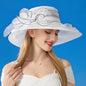 Chapeau Derby à fleurs de couleur unie pour femmes, en Organza à large bord, à volants, chapeau de soleil pliable, Protection UV, pour fête de thé, mariage
