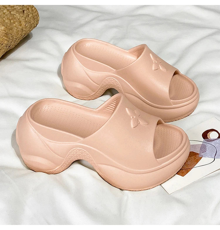 STleargSHEN-Pantoufles d'été à l'offre elles optiques pour femmes, tongs hautes de 9cm, talons compensés, chaussures de plage, pantoufles à plateforme épaisse