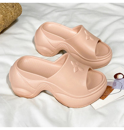 STleargSHEN-Pantoufles d'été à l'offre elles optiques pour femmes, tongs hautes de 9cm, talons compensés, chaussures de plage, pantoufles à plateforme épaisse