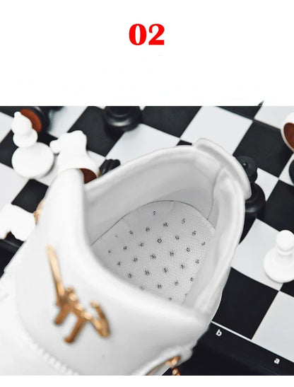 High Top Casual Shoes for Men Brand Ankle Boots Fashion White Men Skateboard Shoes Luxury Platform Sport Shoes Leather Men Boots