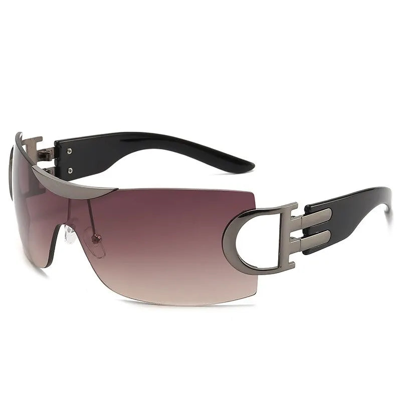 Lunettes de soleil Y2K sans monture pour femmes, lunettes de soleil sans cadre, nuances de chimshield, futuriste, respirant, unisexe, rond, mode