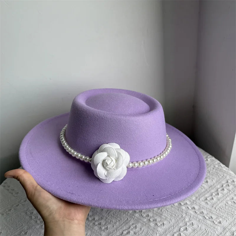 Chapeau Fedora de Style français pour femmes, chapeau en feutre à bord large de 10CM, Derby d'hiver et d'automne, chapeaux de Jazz de mariage