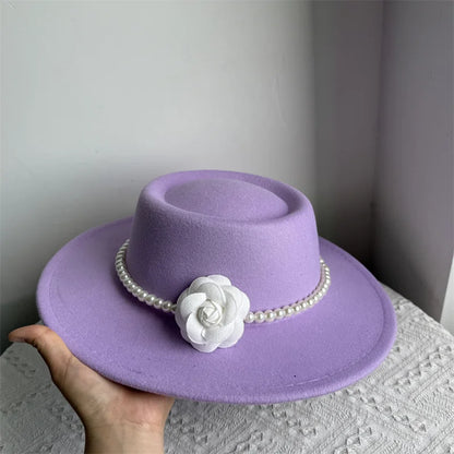 Chapeau Fedora de Style français pour femmes, chapeau en feutre à bord large de 10CM, Derby d'hiver et d'automne, chapeaux de Jazz de mariage