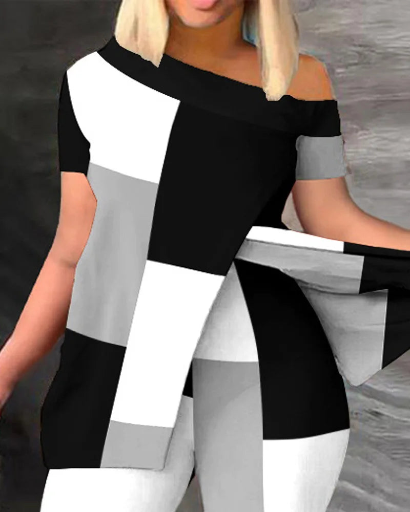 Ensemble 2 pièces imprimé pour femme, nouvelle collection printemps et été