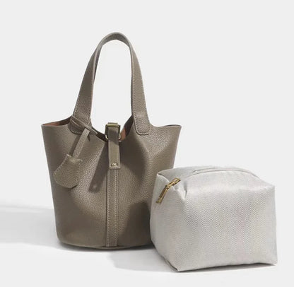 Nouveau 2025 sac seau en cuir pour femmes panier de légumes sac à main maman sac de mariage sac à bandoulière en polyuréthane souple avec poche Mobile