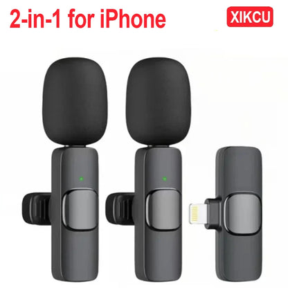 XIKCU Microphone Lavalier sans fil Portable enregistrement Audio vidéo Mini micro pour iPhone diffusion en direct téléphone de jeu avec réception