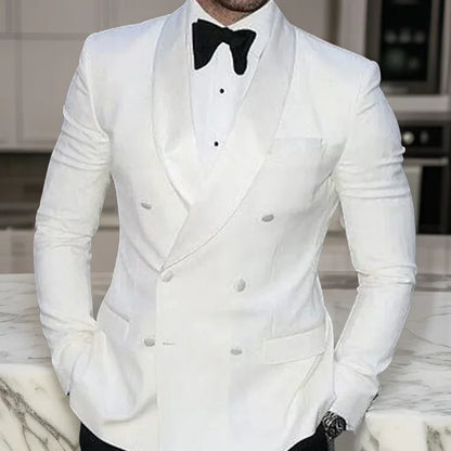 Blazer de mariage à double boutonnage pour hommes, veste blanche coupe couvertes, manteau de Rhde marié, mode masculine, 1 pièce