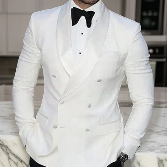 Blazer de mariage à double boutonnage pour hommes, veste blanche coupe couvertes, manteau de Rhde marié, mode masculine, 1 pièce