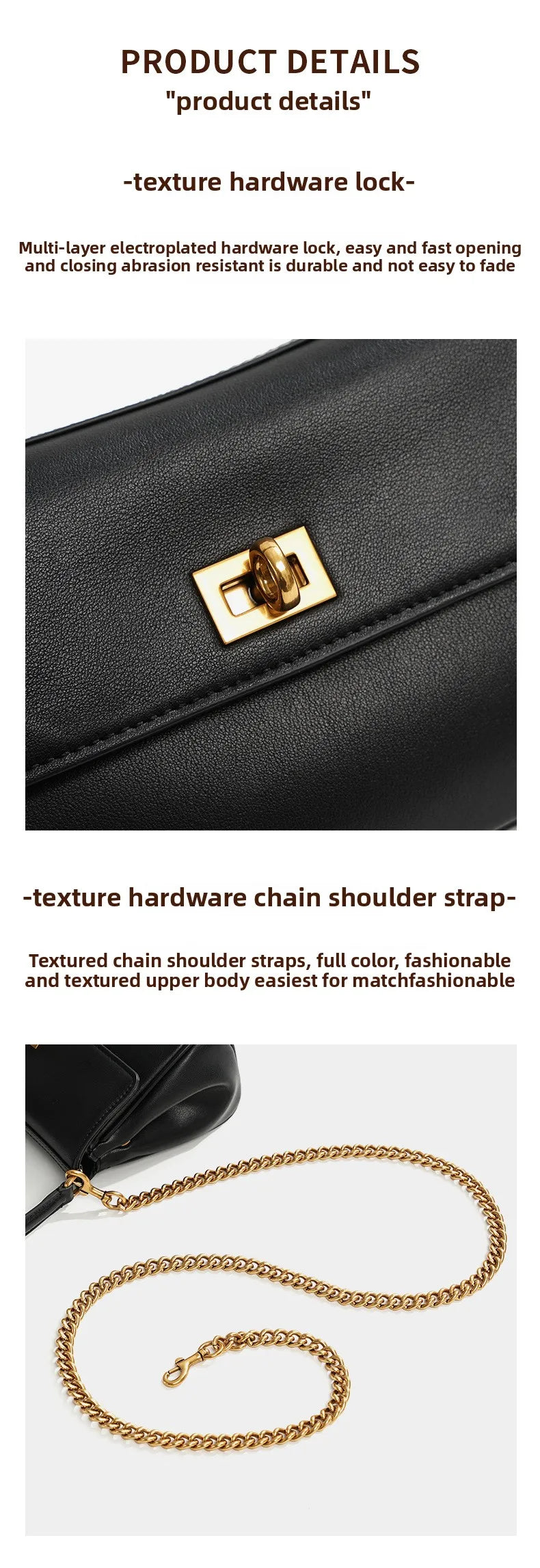 Sac à bandoulière en cuir de vache pour femmes, avec chaîne, petit Design, sac à main haut de gamme pour employés de bureau, accessoire de mode à bandoulière unique