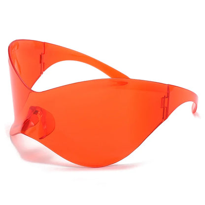 Lunettes de soleil surdimensionnées avec bouclier futuriste pour femmes et hommes, masque argenté à la mode, visière, Punk Y2K