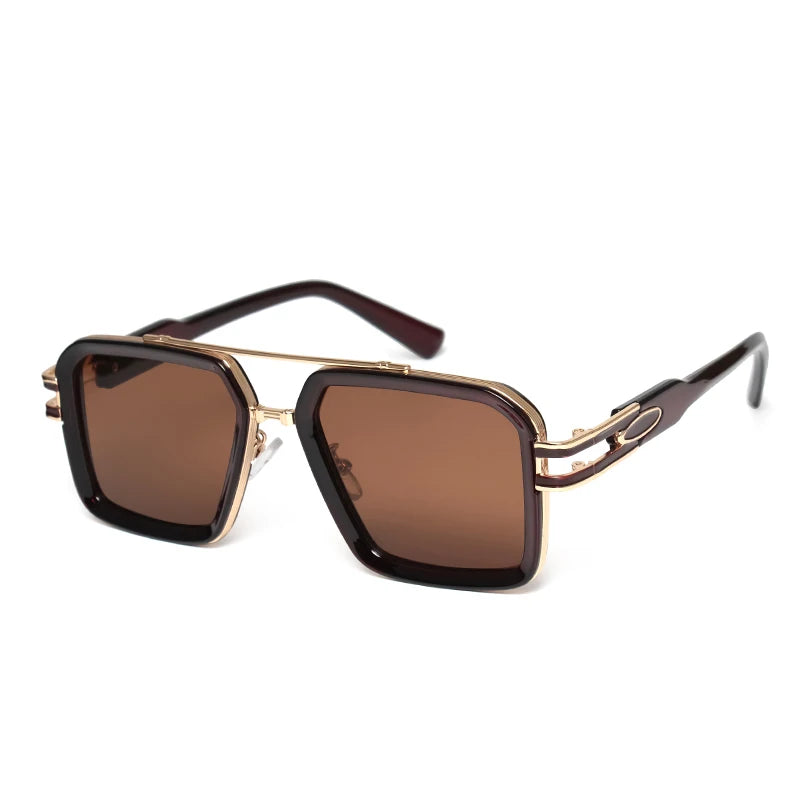 2025 Steam Punk lunettes De soleil rétro carré hommes femmes mode Double faisceau lunettes unisexe cadre en métal nuances à la mode Oculos De Sol