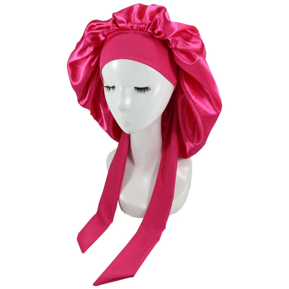 Nouveau bonnet de cheveux en Satin pour dormir, Invisible, plat, Imitation soie, rond, soins capillaires pour femmes, couvre-chef, bouton de réglage de cérémonie, chapeau de nuit