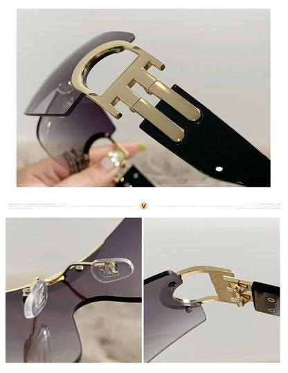 Lunettes de soleil Y2K sans monture pour femmes, lunettes de soleil sans cadre, nuances de chimshield, futuriste, respirant, unisexe, rond, mode