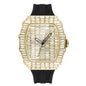 Montre-bracelet à Quartz pour hommes, marque de luxe, nouvelle collection créative, carrée, diamant scintillant, bracelet en caoutchouc, grand visage, cadeau, 2024