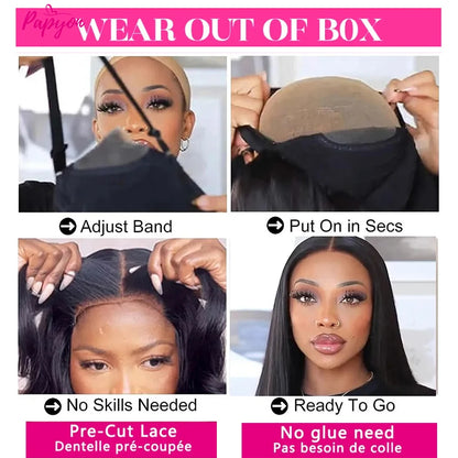 6x4 Perruque Cheveux Humain Sans Colle Perruque Ni Gel Prête à Aller 4X4 Lace Closure Perruque Sans Colle Livraison 3 Jour Franc