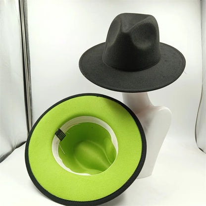 Chapeau Fedora à larges bords pour hommes et femmes, chapeau en feutre ander, chapeau d'église, laine douce, grande taille, DN, britannique, 60cm