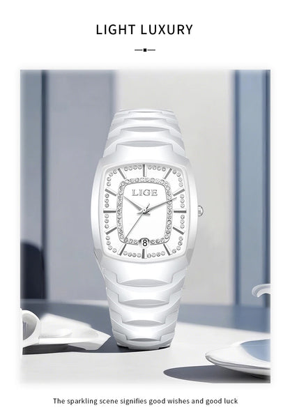 LIGE 2025 TOP montre pour femme élégante étanche mode dames horloge créative bracelet en céramique montre pour femmes cadeau Relogio Feminino
