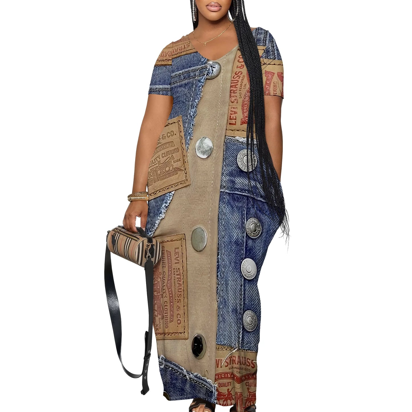 Robe longue décontractée pour femmes, tenue de plage à bretelles, avec poches, été