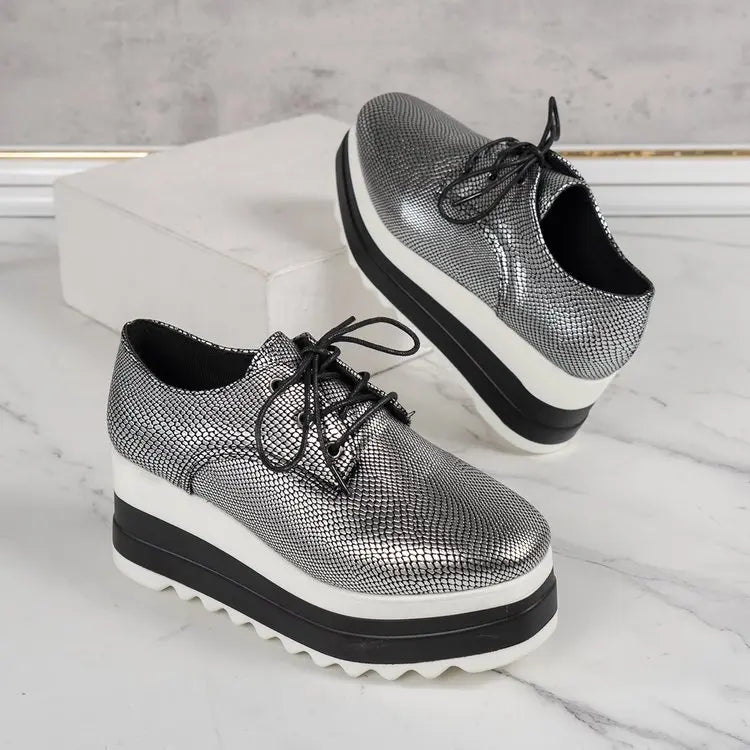 Chaussures à plateforme à talons compensés pour femmes, chaussures d'extérieur décontractées à lacets, baskets confortables à talons hauts, semelle optique de rencontre basse