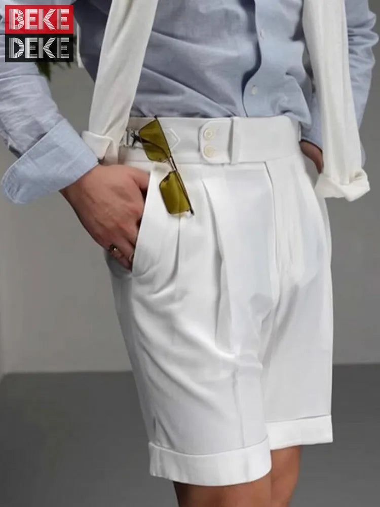 Short de travail d'été pour hommes, créateur italien, blanc, coupe slim, longueur aux genoux, confortable, trempé, nouveau, bermuda décontracté