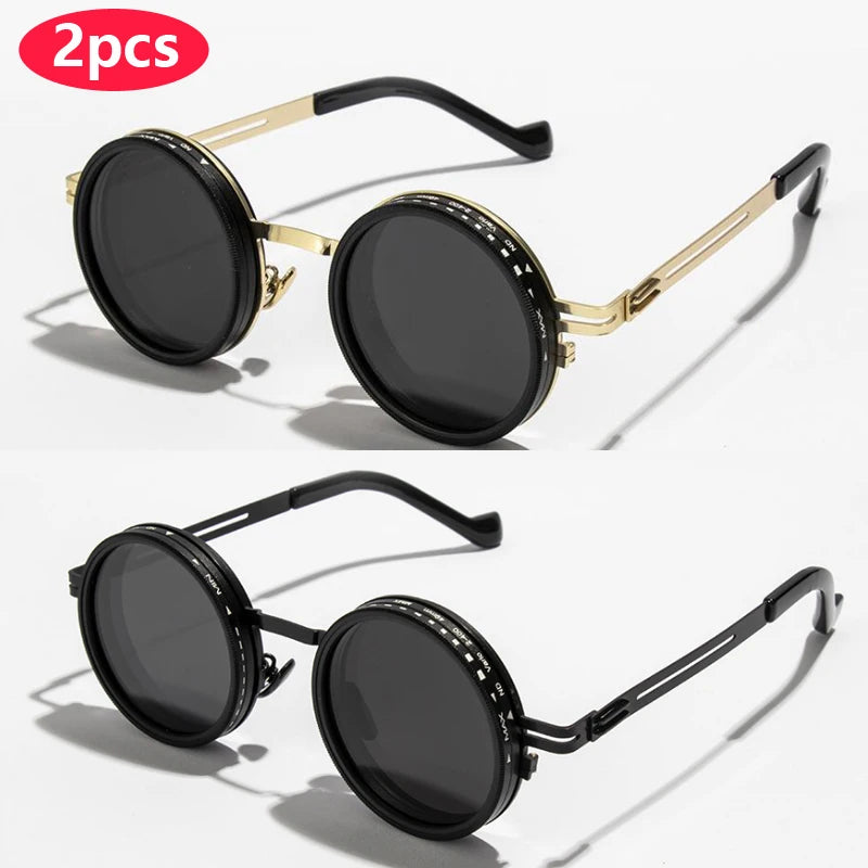 ND2-400 9 niveaux réglable gradation lunettes de soleil polarisées hommes femmes pêche Punk lunettes rondes conduite lunettes ND filtre