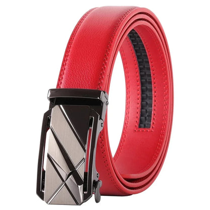 Hommes couleur rouge 3.5 cm largeur bracelet en cuir de vache haute qualité boucle automatique ceintures pour hommes marque de luxe concepteur ceintures homme B995