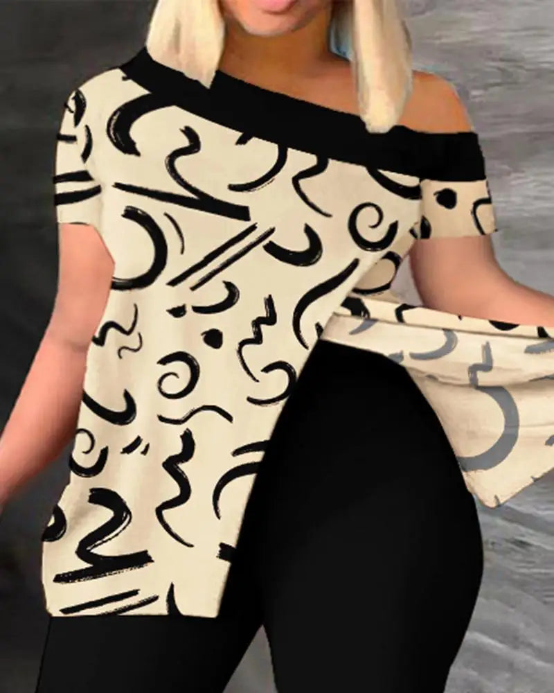 Ensemble 2 pièces imprimé pour femme, nouvelle collection printemps et été