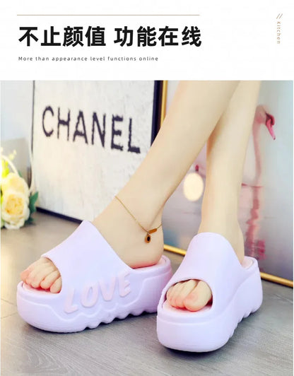 Feerldi nouveau 2025 blanc rose nœud papillon pantoufles femme haute plate-forme EVA diapositives sandales de créateur sabots de plage femmes ascenseur chaussure