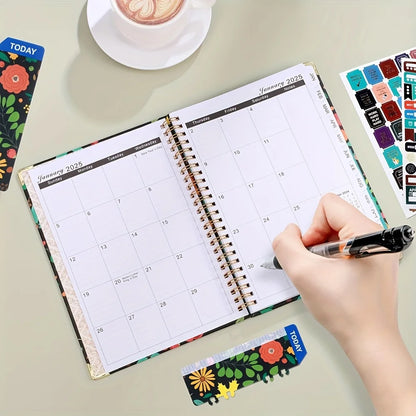 Planificateur 2025 Calendrier hebdomadaire et mensuel 2025 de janvier à décembre A5 (6,2" x 8,5") Plan de travail accaden de 12 mois Etiquettesmic