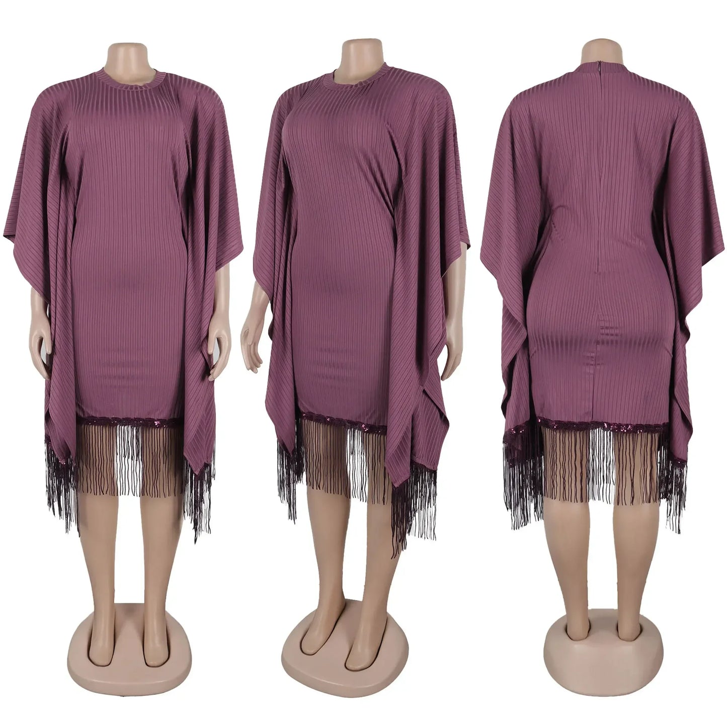 Robe mi-longue à pampilles en polyester à manches 3/4 pour femmes, tenues africaines élégantes, vêtements africains