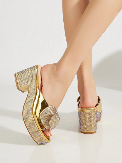 Chaussures d'été à talons hauts pour femmes, chaussures de luxe de styliste italien, bout rond, diamant brillant, élégantes, fête d'été, nouvelle mode