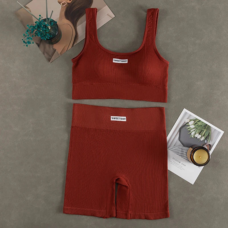 Ensemble de yoga sans couture pour femmes, combinaisons d'entraînement de fitness, soutien-gorge de sport, leggings taille haute, vêtements de sport sexy en V profond, nouveau, 2024