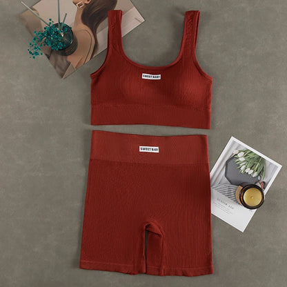 Ensemble de yoga sans couture pour femmes, combinaisons d'entraînement de fitness, soutien-gorge de sport, leggings taille haute, vêtements de sport sexy en V profond, nouveau, 2024