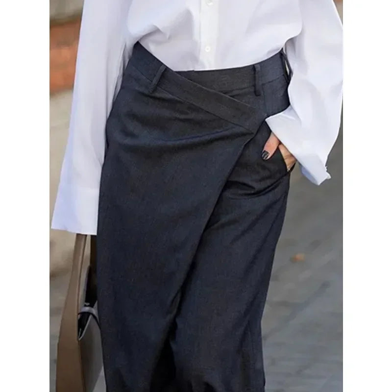 Missouo-Pantalon décontracté pour femme, vêtement asymétrique, taille haute, longueur au sol, tenue de soirée