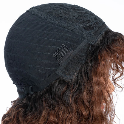 Lekker couleur courte Pixie Afro crépus bouclés Bob 100% perruques de cheveux humains avec frange pour les femmes brésilien Remy cheveux Ombre brun perruques