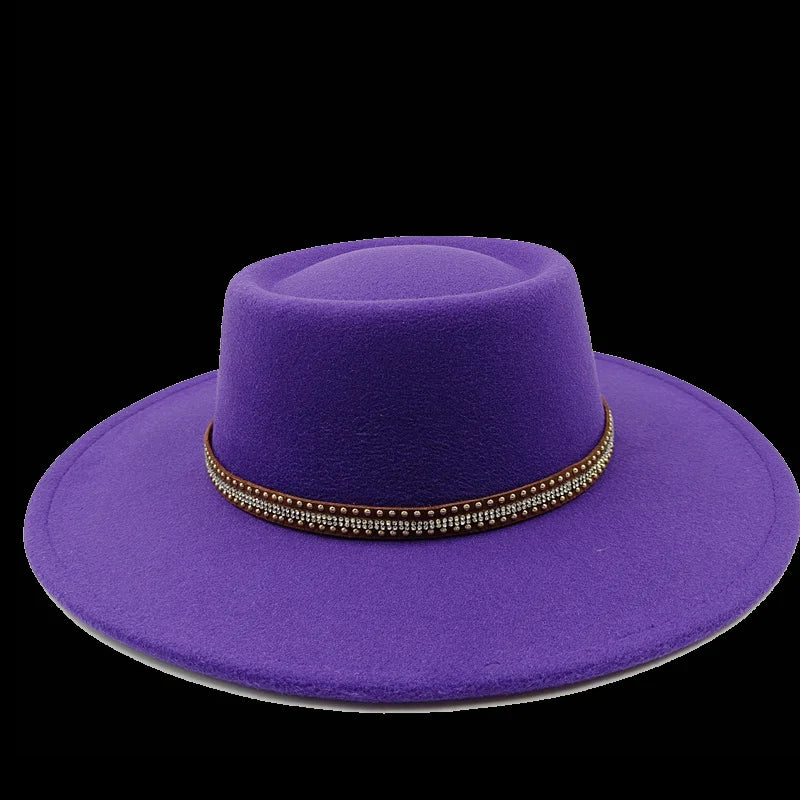 Chapeau fedora rose 8cm, haut convexe concave, chapeau de jazz pour femmes et hommes, chapeau fedora classique à dessus plat