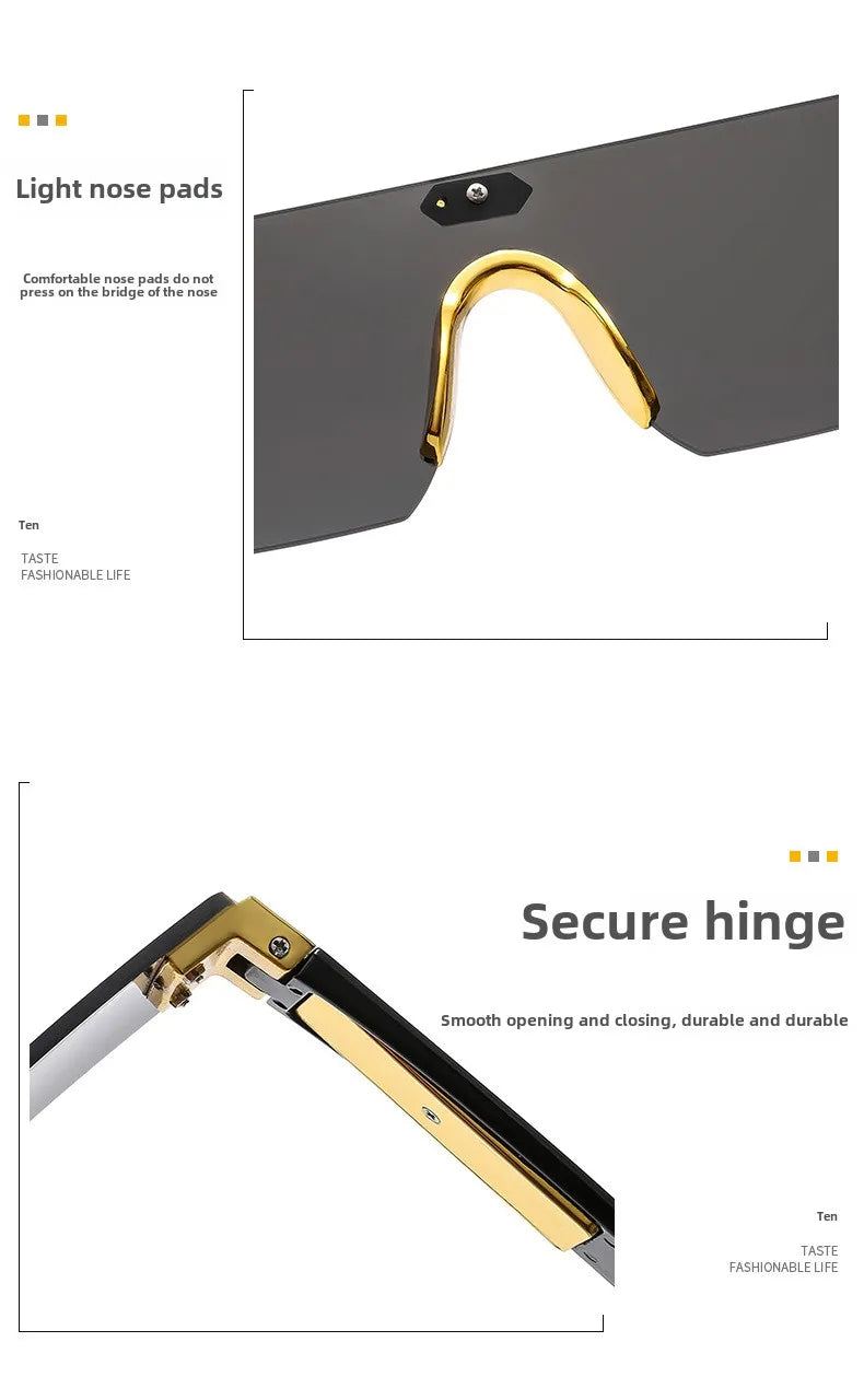 Lunettes de soleil sans monture, protection solaire pour hommes, sens avancé pour femmes, visage, petite photo, bord de coupe, miroir pare-soleil