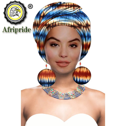 Turbans - bandeaux africains pour femme foulard africain couvre-chef nigérian avec boucle d'oreille assortie Dashiki Ankara cire S20H004