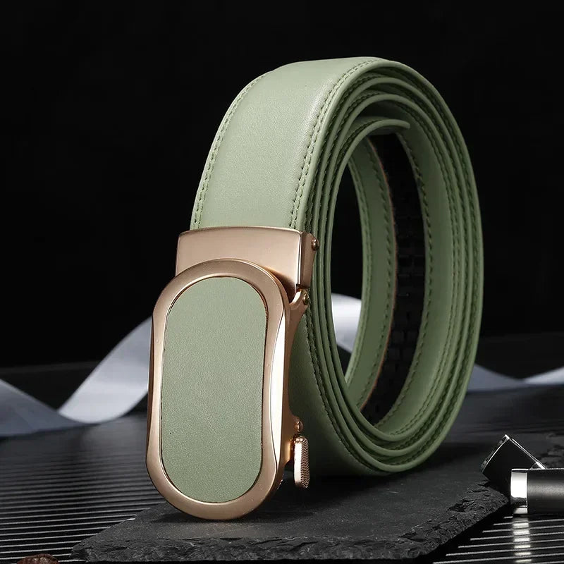 Ceinture bleue pour hommes et femmes, ceintures à boucle automatique, ceinture féminine Cinturon décontractée à la mode, vert blanc noir rouge disponible