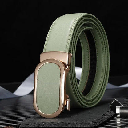 Ceinture bleue pour hommes et femmes, ceintures à boucle automatique, ceinture féminine Cinturon décontractée à la mode, vert blanc noir rouge disponible