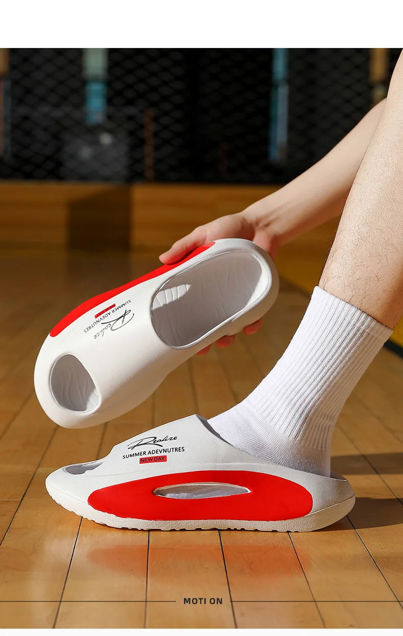 Pantoufles d'été pour hommes, semelle épaisse, douces, confortables, antidérapantes, respirantes, sandales de plage pour adolescents, garçons, chaussures de sport en plein air décontractées