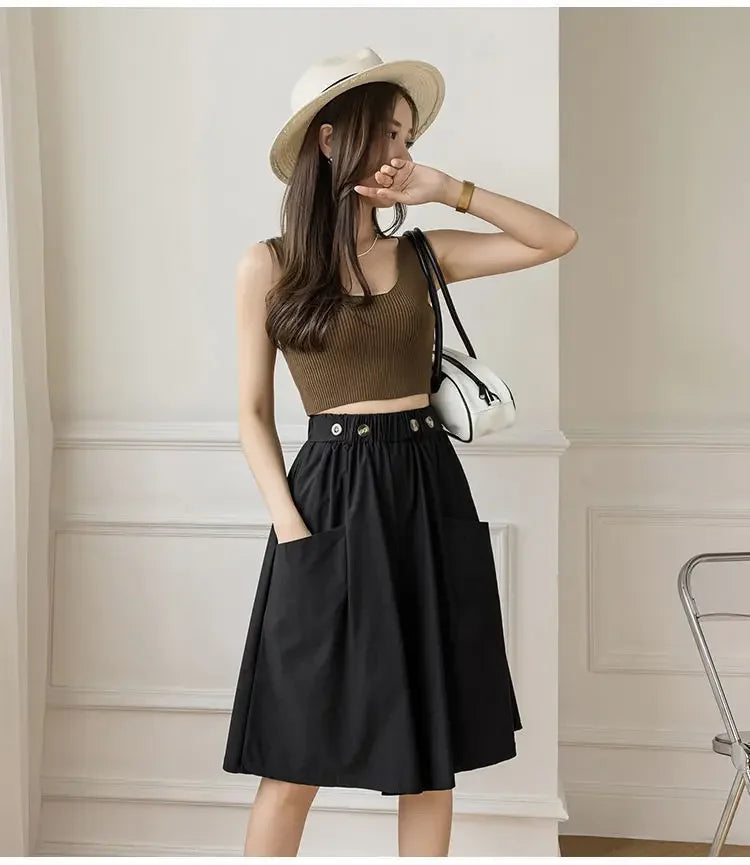 Jupe amincissante pour femme, pantalon moulant, taille élastique, couleur unie, nouveau style, été