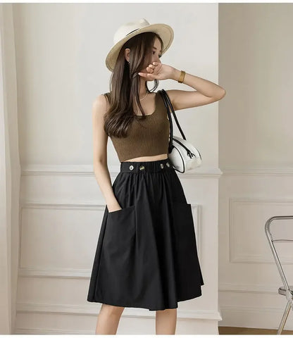 Jupe amincissante pour femme, pantalon moulant, taille élastique, couleur unie, nouveau style, été