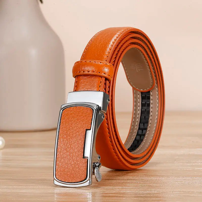 Ceinture de mode coréenne pour femmes, fine, étroite, art, couverture de taille, blanc, orange, bleu, vert, jaune, rouge, designer, ceinture automatique, nouveau