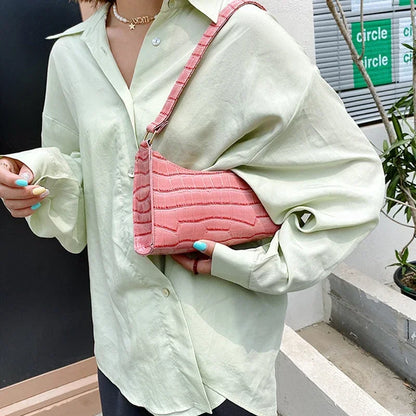 Sacs à main et bourse rétro motif Alligator pour femmes, petits sacs à bandoulière sous les aisselles, pochette fourre-tout en cuir PU de bonne qualité pour dames