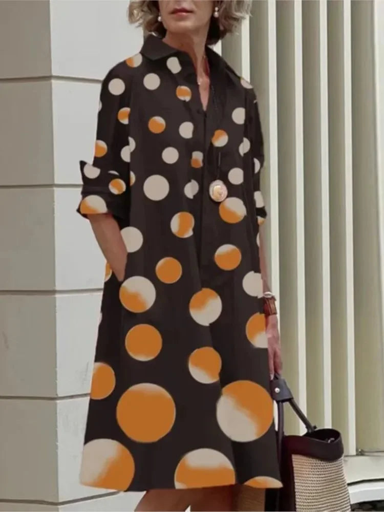 Robe chemise imprimée à la mode pour femmes, décontractée, manches longues, boutons, robes amples, style Boho, jupe de vacances, vêtements pour femmes, nouvelle collection été