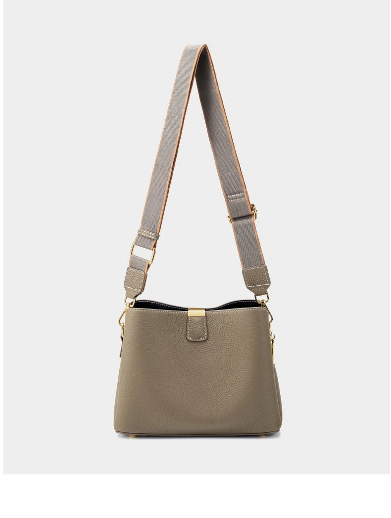 Hifashion 100% vache en cuir véritable seau épaule sacs à bandoulière pour femmes 2025 luxe concepteur large sangle fourre-tout dames sacs à main