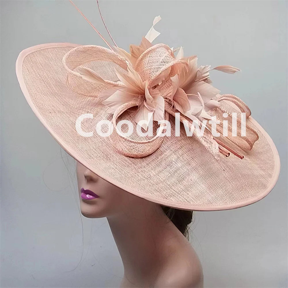 Royal Ascot grand Chapeau fascinateur femmes Kentucky Derby plume grand Chapeau fascinateur fête mariage casque fleur église Chapeau