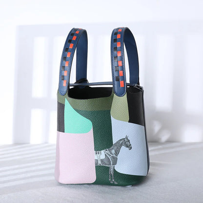 Divers sacs de luxe en cuir véritable, sac à main à la mode pour femmes, panier de légumes, sac seau Portable pour femmes avec serrure